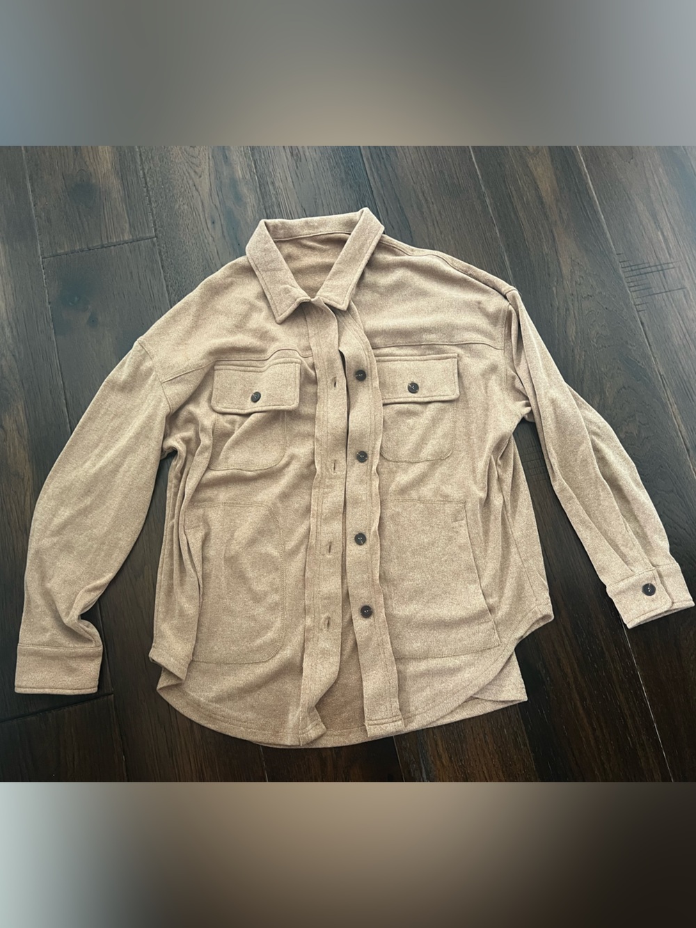 Classic Button-Front Sweater Jacket in khaki